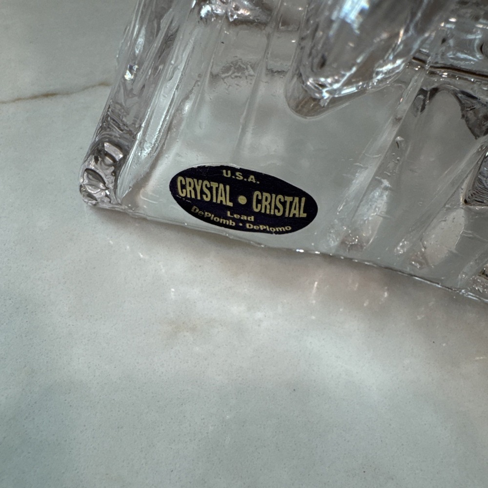 USA Crystal/Cristal Lead DePlomb Clear Glass Heavy Angel Votive Candle Holder - Picture 5 of 8